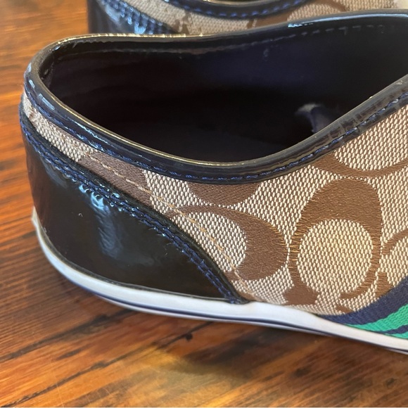 Coach Folly Sneakers Brown with green and blue stripe Size 7.5 - Picture 4 of 11